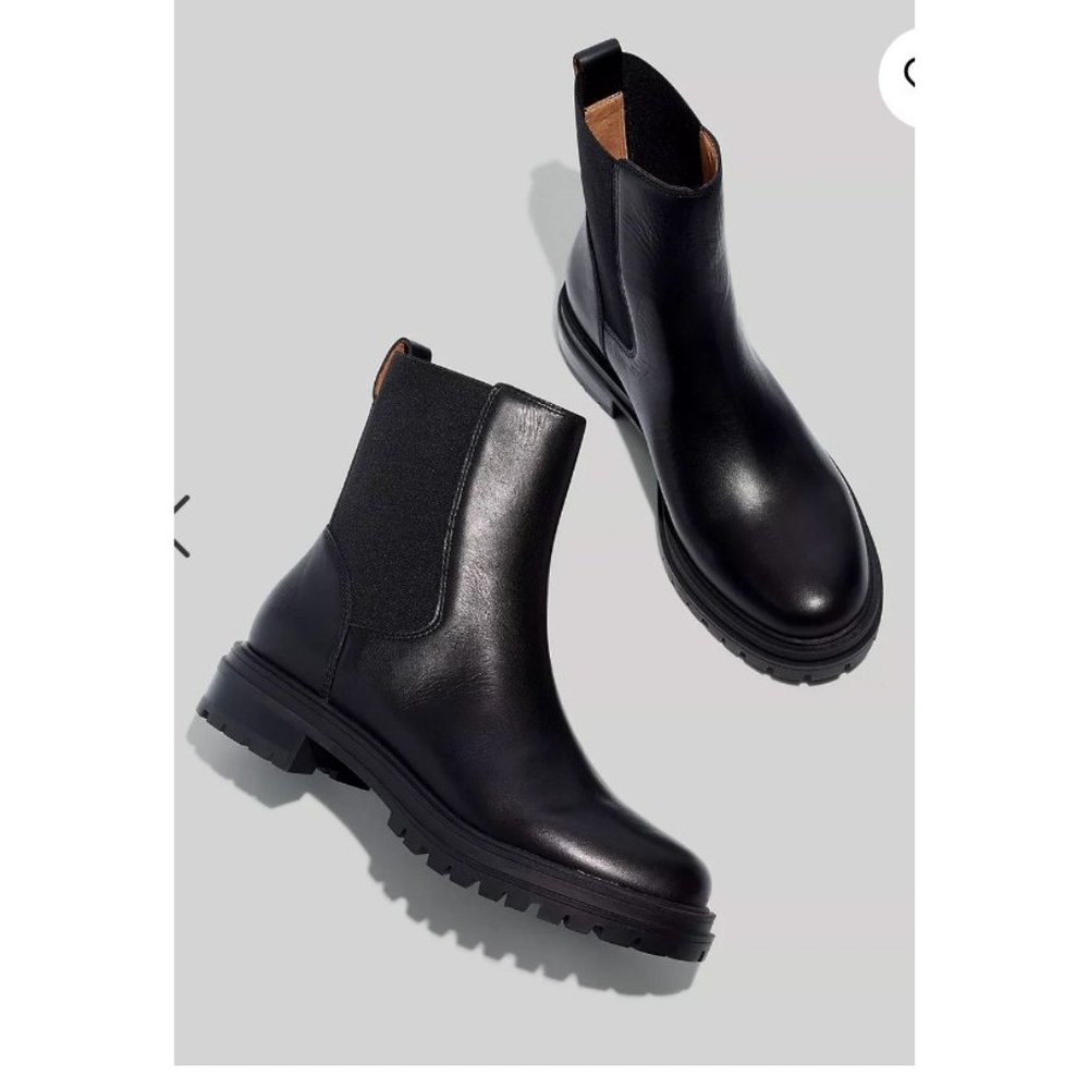 Madewell Womens $198 THe Bradley Chelsea Lugsole Boots Black Size 6.5 NG669